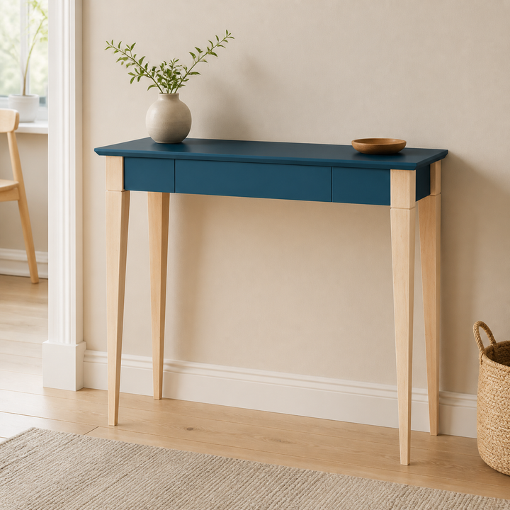 MIMO Skrivebord 105x40cm - Petrol Blå – ren lys hjemscene