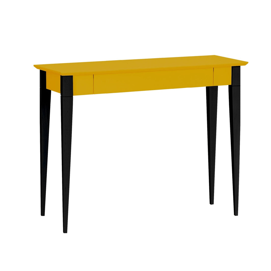 MIMO Skrivebord 105x40cm Sort Ben Gul på hvid baggrund