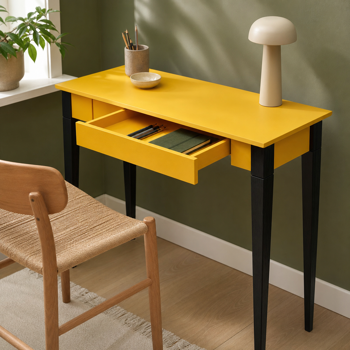 MIMO Skrivebord 105x40cm Sort Ben Gul – funktion eller vigtig anvendelse