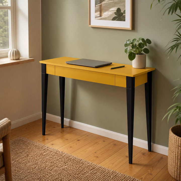 MIMO Skrivebord 105x40cm Sort Ben Gul – anden livsstilsscene