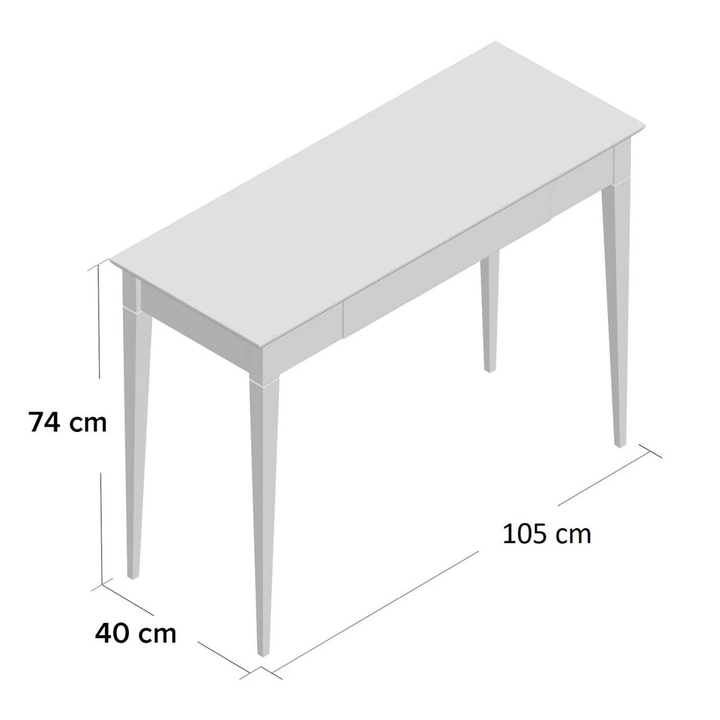 Måldiagram for MIMO Skrivebord 105x40cm Sort Ben Gul