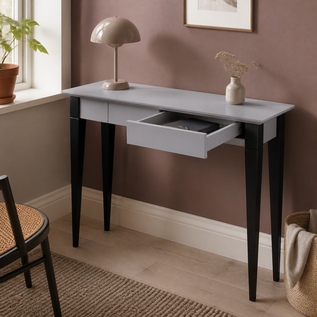 MIMO Skrivebord 105x40cm Sorte Ben / Lysegrå – hero
