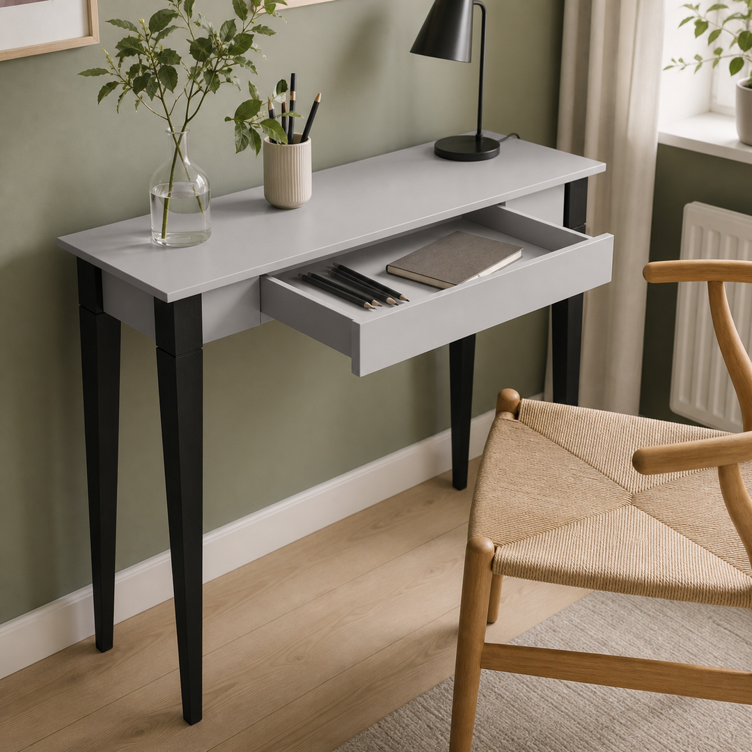 MIMO Skrivebord 105x40cm Sorte Ben / Lysegrå – funktion eller vigtig anvendelse
