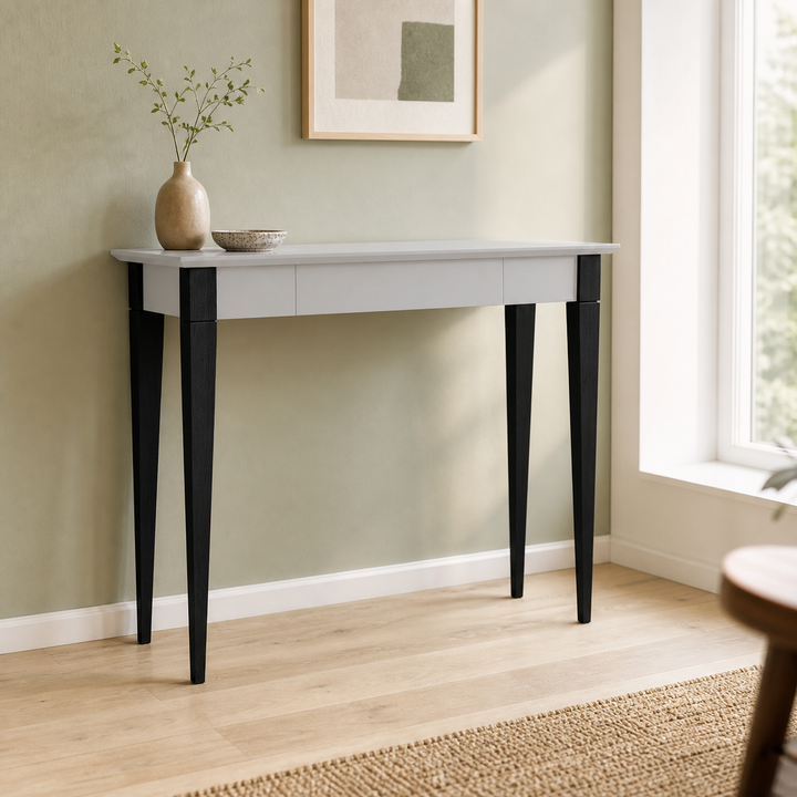 MIMO Skrivebord 105x40cm Sorte Ben / Lysegrå – ren lys hjemscene