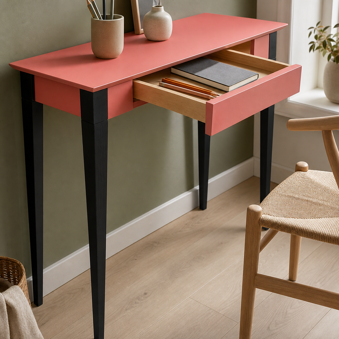 MIMO Skrivebord 105x40cm Sorte Ben Antik pink – funktion eller vigtig anvendelse