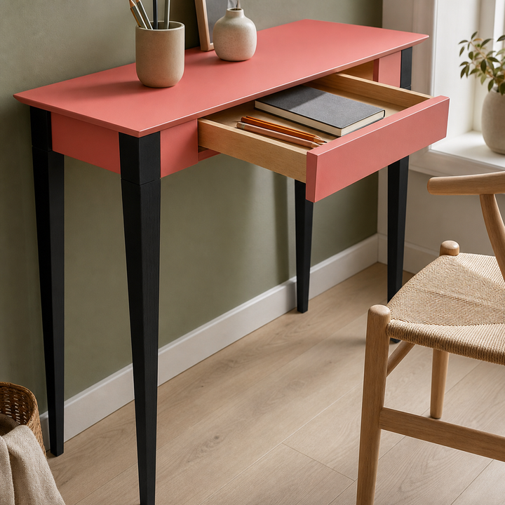 MIMO Skrivebord 105x40cm Sorte Ben Antik pink – funktion eller vigtig anvendelse