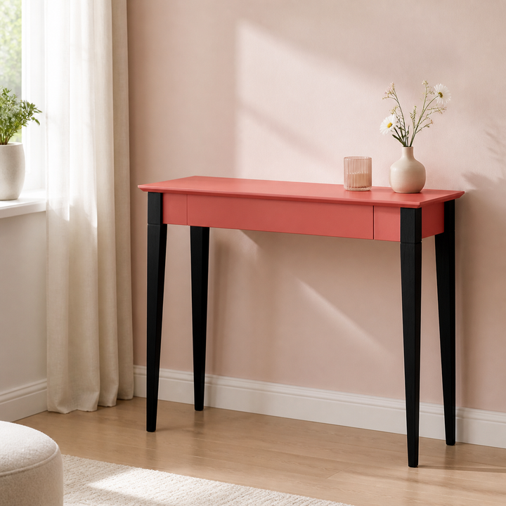 MIMO Skrivebord 105x40cm Sorte Ben Antik pink – ren lys hjemscene
