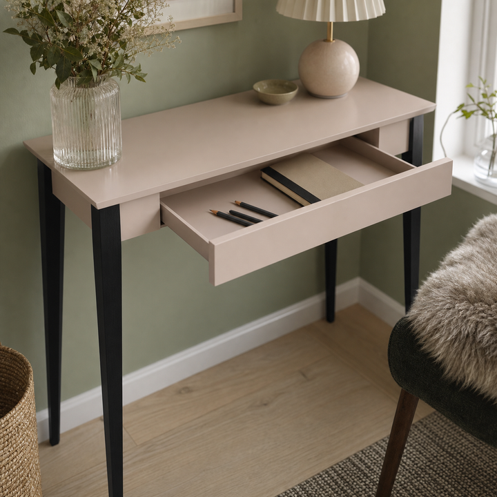 MIMO Skrivebord 105x40cm Sorte Ben Brun Beige – funktion eller vigtig anvendelse