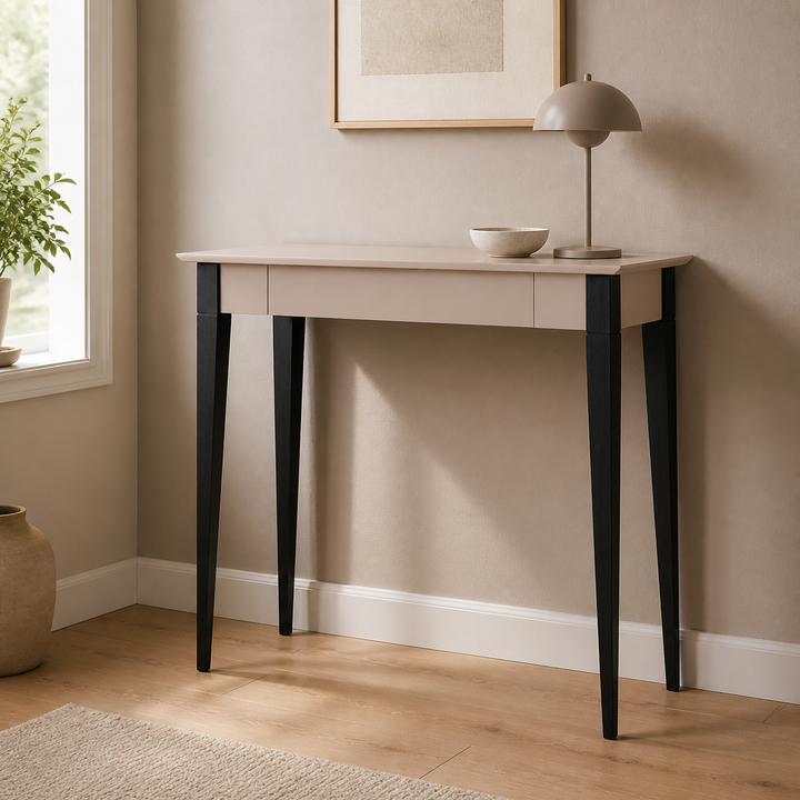 MIMO Skrivebord 105x40cm Sorte Ben Brun Beige – ren lys hjemscene