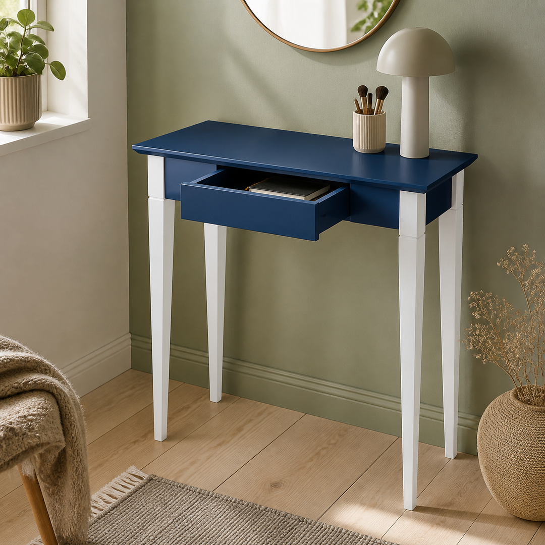 MIMO Skrivebord 65x40cm Hvide Ben / Marineblå – hero