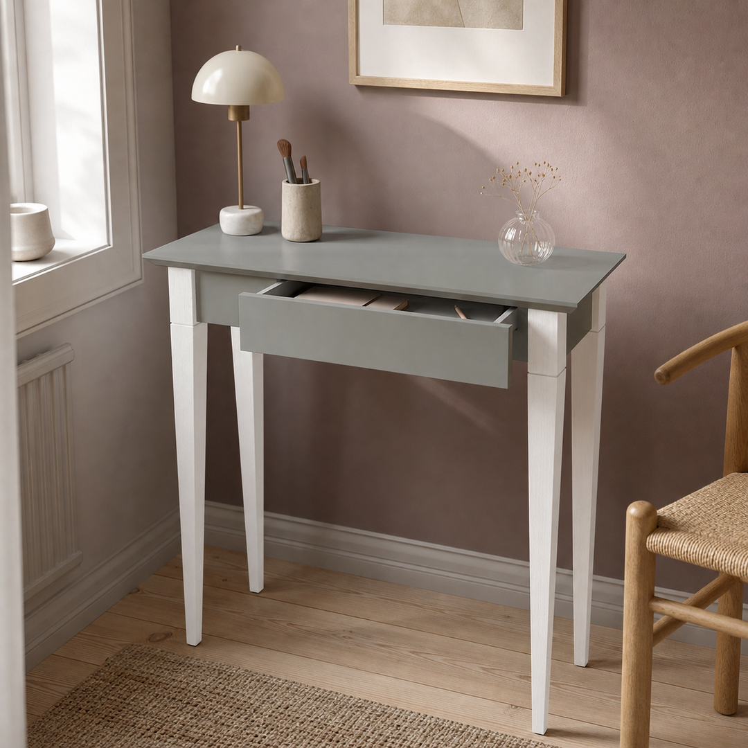 MIMO Skrivebord 65x40cm Hvide Ben / Mørkegrå – hero
