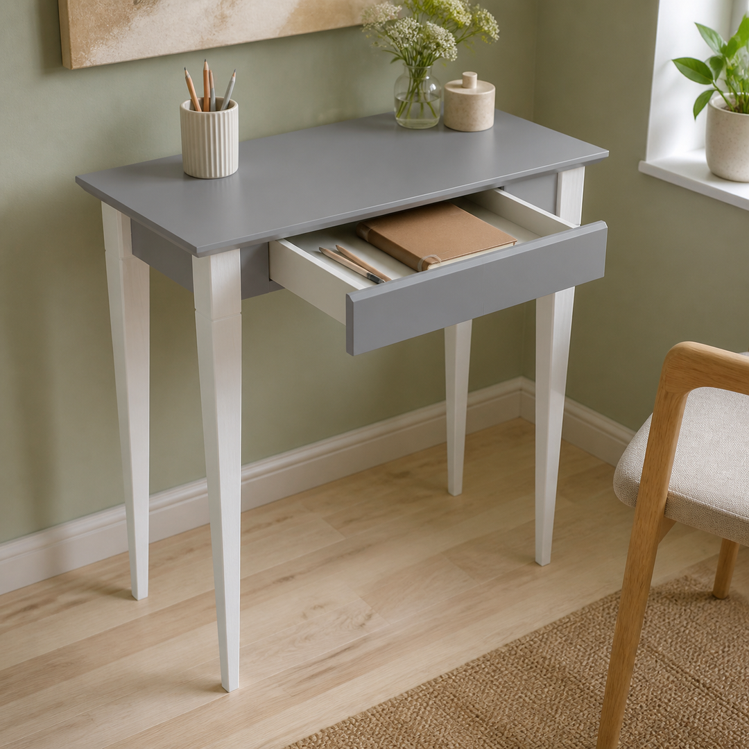 MIMO Skrivebord 65x40cm Hvide Ben / Mørkegrå – funktion eller vigtig anvendelse