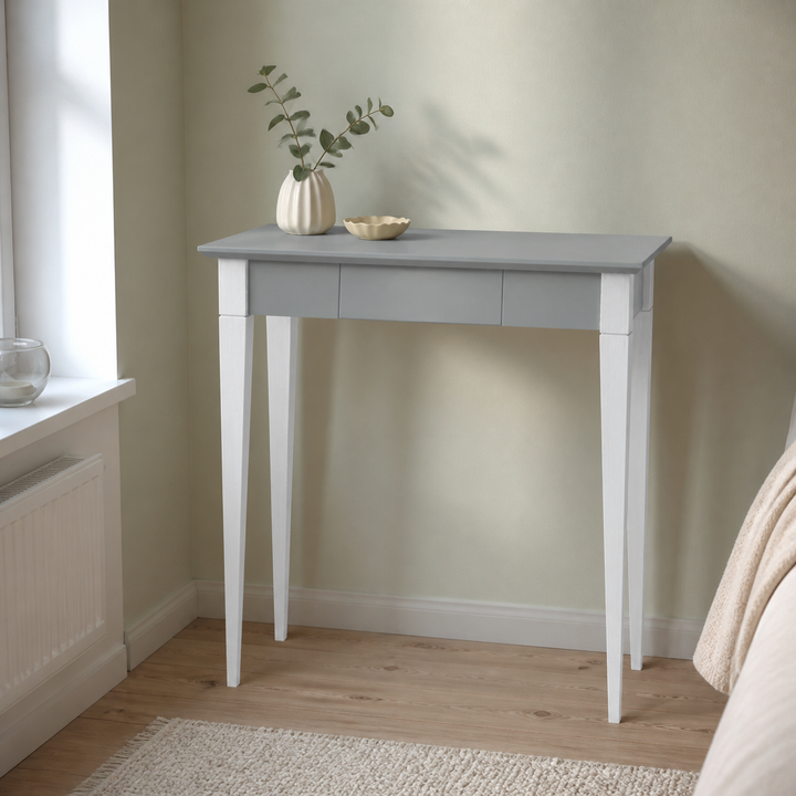 MIMO Skrivebord 65x40cm Hvide Ben / Mørkegrå – ren lys hjemscene