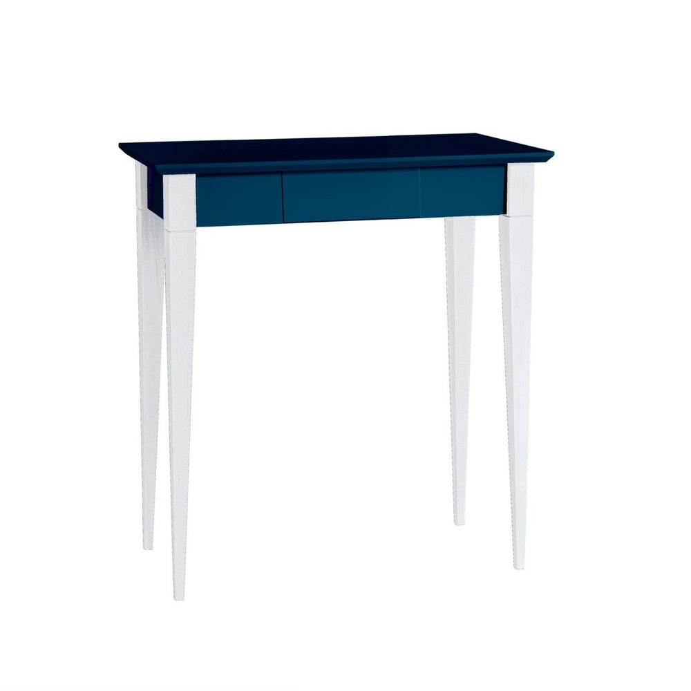 MIMO Skrivebord 65x40cm Hvide Ben / Petrol Blå på hvid baggrund
