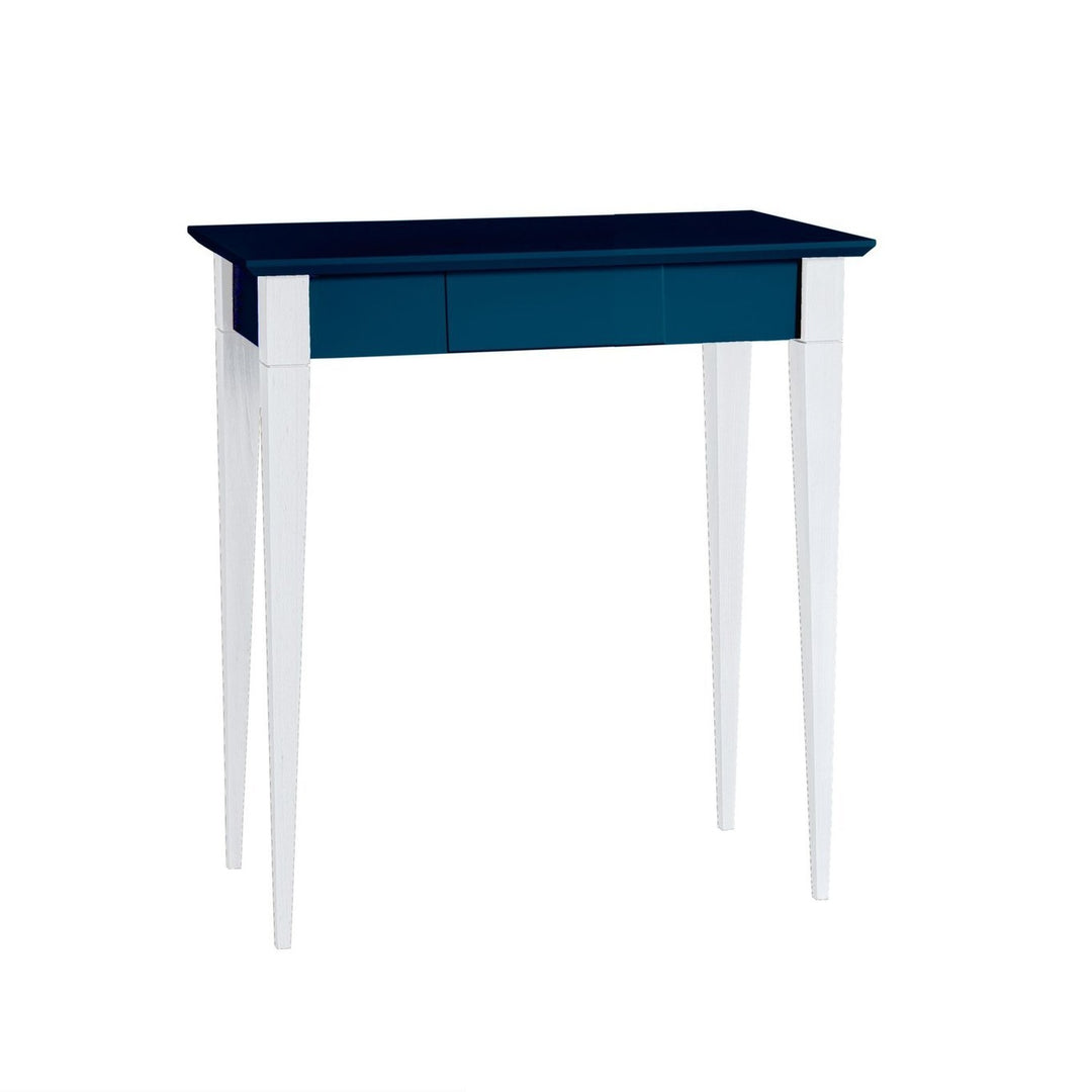 MIMO Skrivebord 65x40cm Hvide Ben / Petrol Blå på hvid baggrund