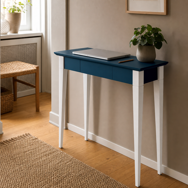 MIMO Skrivebord 65x40cm Hvide Ben / Petrol Blå – anden livsstilsscene