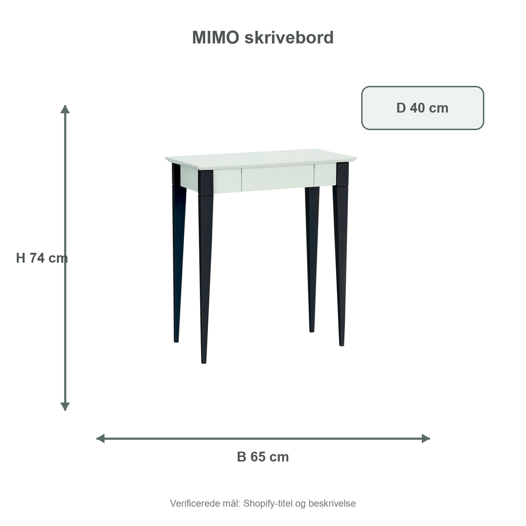 Måldiagram for MIMO Skrivebord 65x40cm Sorte Ben Fleeting Mint