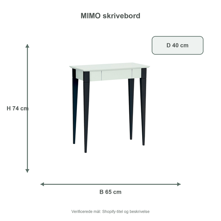 Måldiagram for MIMO Skrivebord 65x40cm Sorte Ben Fleeting Mint