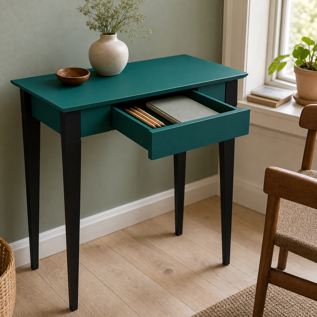 MIMO Skrivebord 65x40cm Sorte Ben Havgrøn – funktion eller vigtig anvendelse