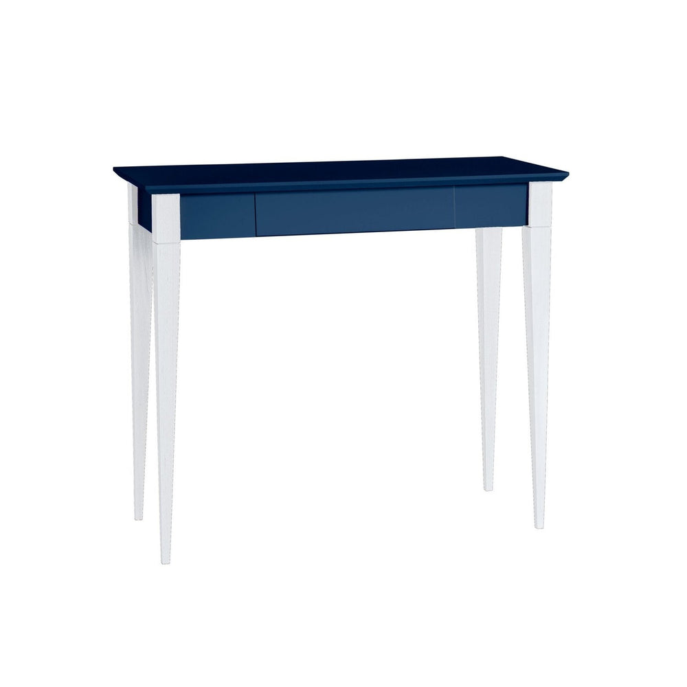MIMO Skrivebord 85x40cm Hvide Ben / Marineblå Bordplade på hvid baggrund