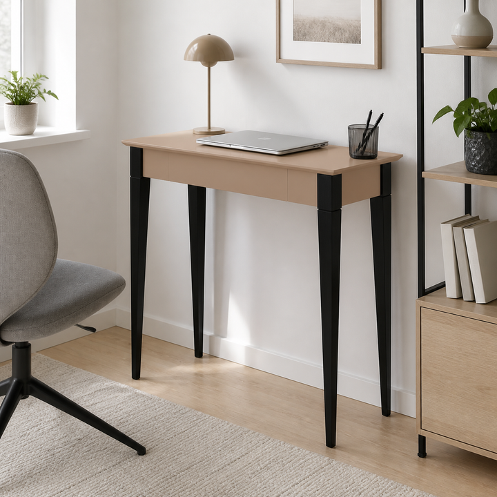 MIMO Skrivebord 85x40cm Sorte Ben Brun Beige – anden naturlig anvendelse eller vinkel
