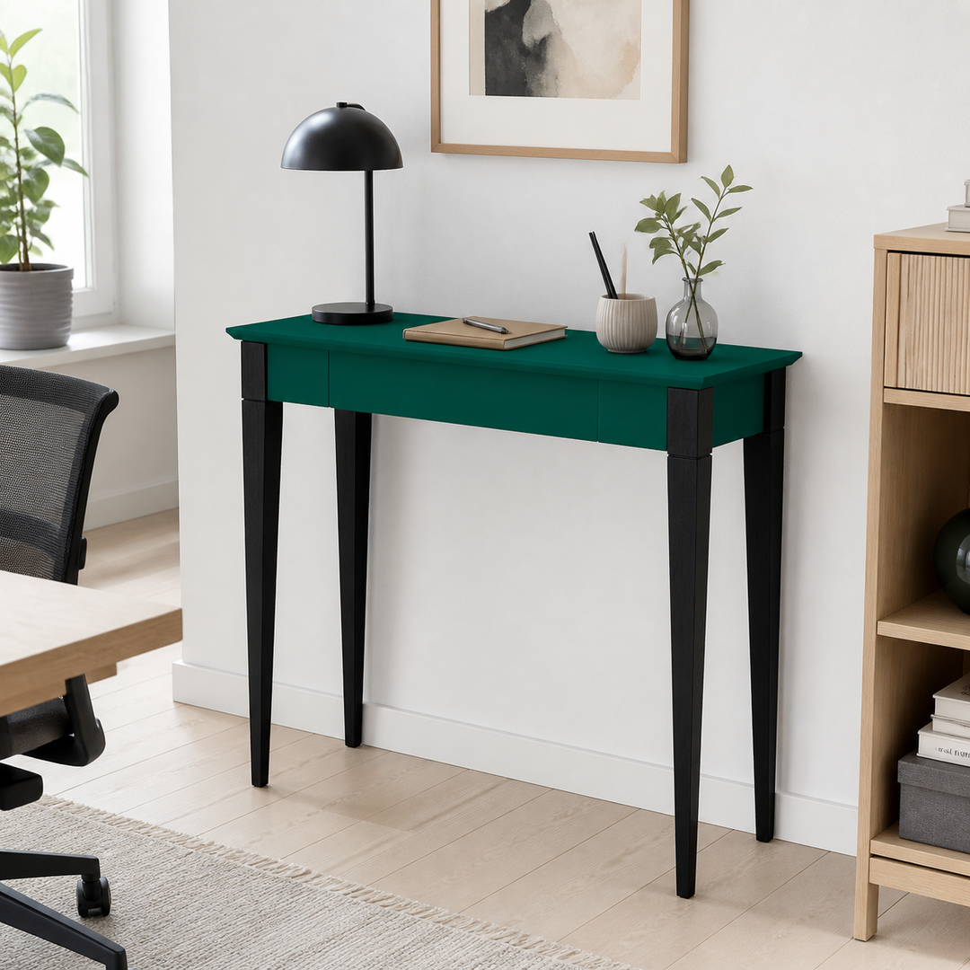 MIMO Skrivebord 85x40cm Sorte Ben Havgrøn – hero i naturlig brug