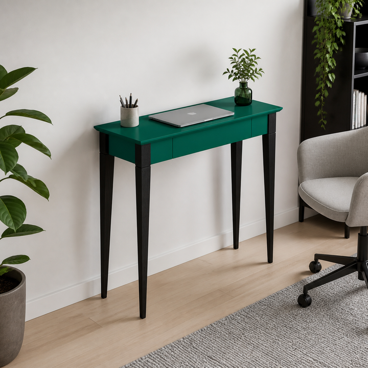 MIMO Skrivebord 85x40cm Sorte Ben Havgrøn – hele produktet lukket i hjemmet