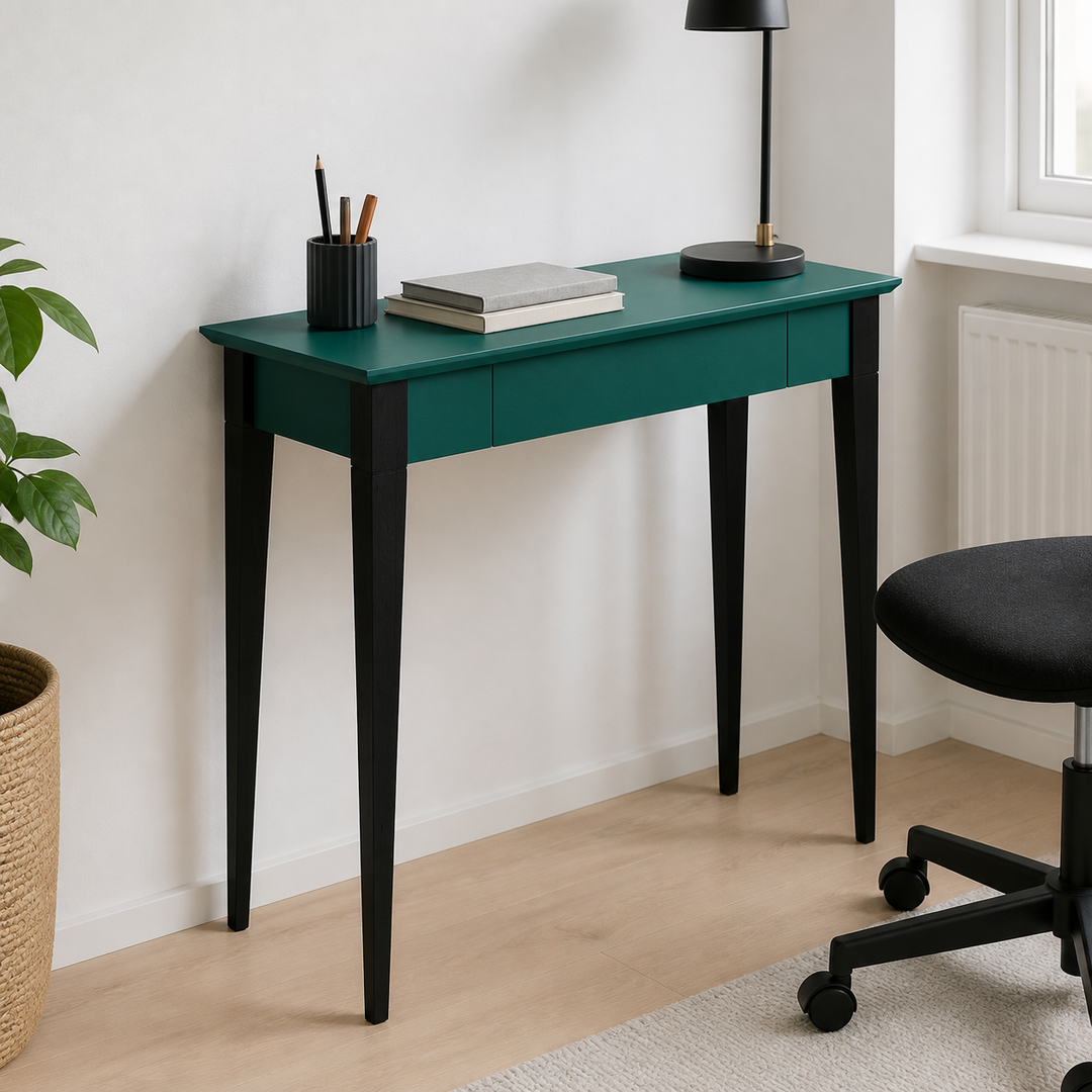 MIMO Skrivebord 85x40cm Sorte Ben Havgrøn – materiale- eller konstruktionsdetalje