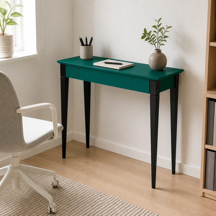 MIMO Skrivebord 85x40cm Sorte Ben Havgrøn – anden naturlig anvendelse eller vinkel