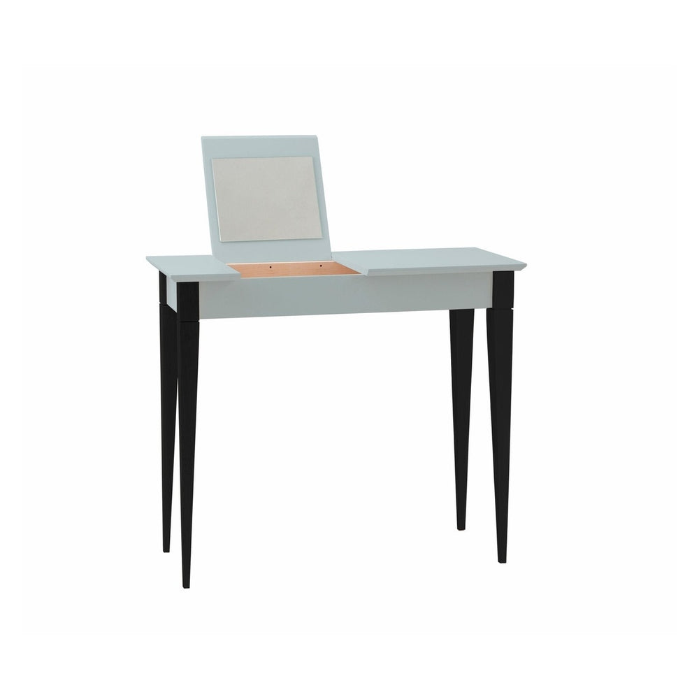 MIMO Sminkebord med spejl - 105x35 cm sorte ben / lysegrå – eksakt packshot paa hvid baggrund