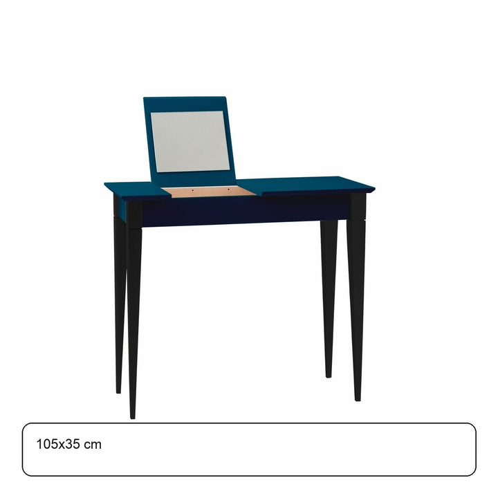 MIMO Sminkebord med spejl - 105x35 cm sorte ben / Petrol Blå – maaldigram