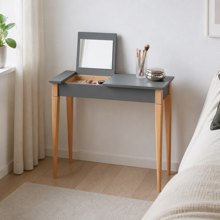 MIMO Sminkebord med spejl - 65x35cm Mørkegrå – vigtigste funktion