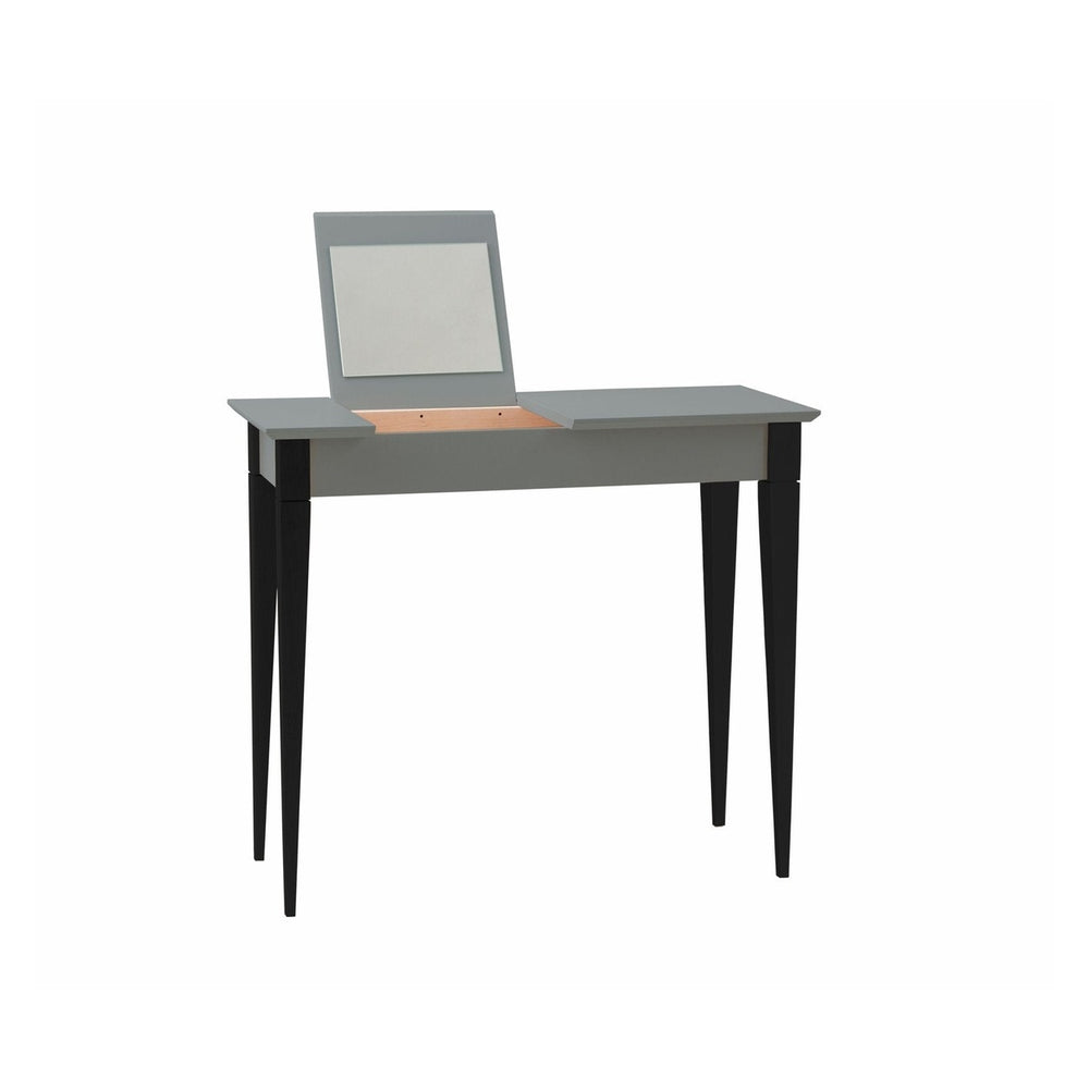 MIMO Sminkebord med spejl - 85x35 cm sorte ben / mørkegrå – eksakt packshot paa hvid baggrund