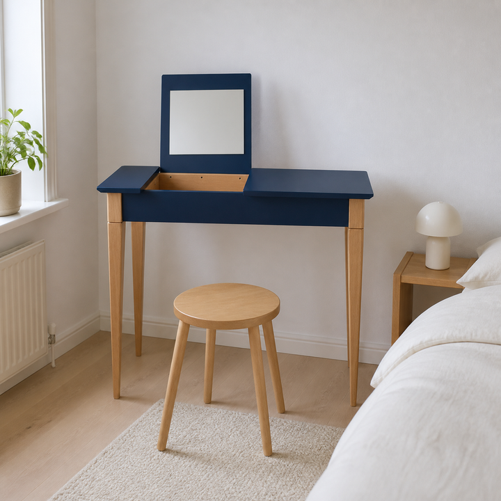 MIMO Sminkebord med spejl - 85x35cm Marineblå – materiale- eller konstruktionsdetalje