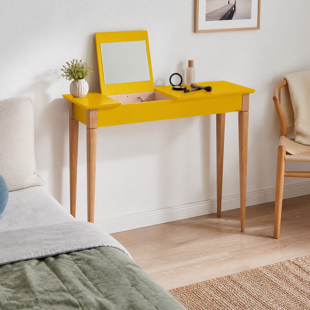 MIMO Sminkebord med spejl 105x35cm Gul – materiale- eller konstruktionsdetalje