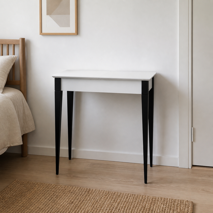 MIMO Sminkebord med spejl 105x35cm sorte ben / hvid – hele produktet lukket i hjemmet
