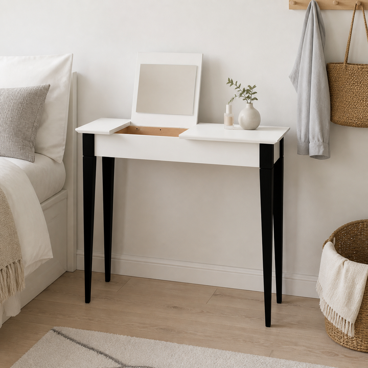 MIMO Sminkebord med spejl 105x35cm sorte ben / hvid – materiale- eller konstruktionsdetalje