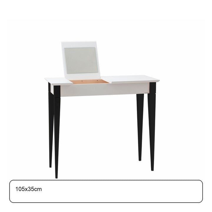 MIMO Sminkebord med spejl 105x35cm sorte ben / hvid – maaldigram