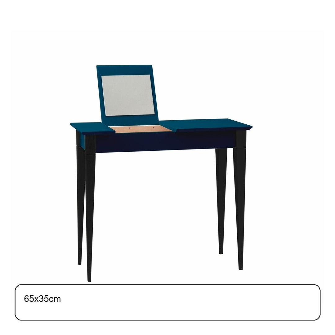 MIMO Sminkebord med spejl 65x35cm sorte ben /petrolblå – maaldigram