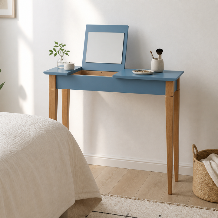 MIMO Sminkebord med spejl 85x35cm Gentle Blue – vigtigste funktion
