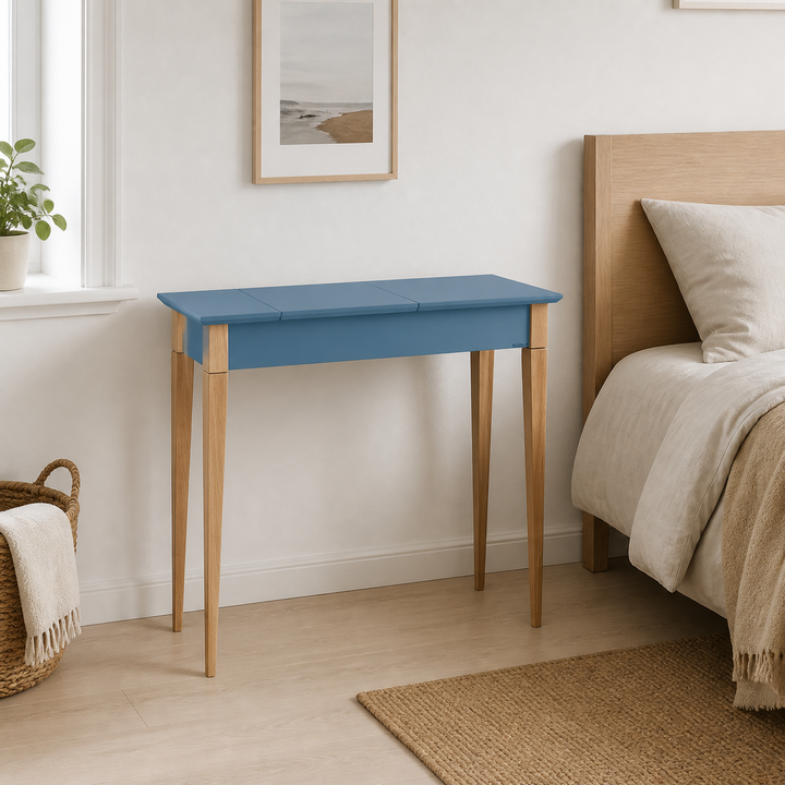 MIMO Sminkebord med spejl 85x35cm Gentle Blue – hele produktet lukket i hjemmet