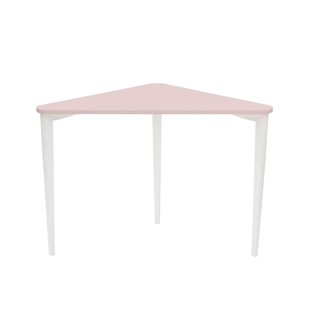 NAJA Hjørneskrivebord B114 x L85 x H75cm Hvide Ben Pink – eksakt packshot paa hvid baggrund