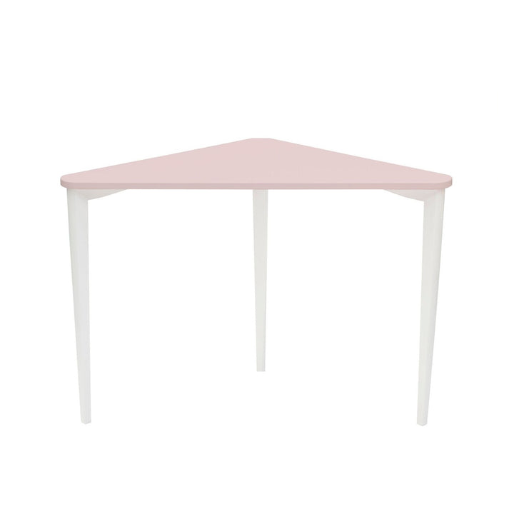NAJA Hjørneskrivebord B114 x L85 x H75cm Hvide Ben Pink – eksakt packshot paa hvid baggrund