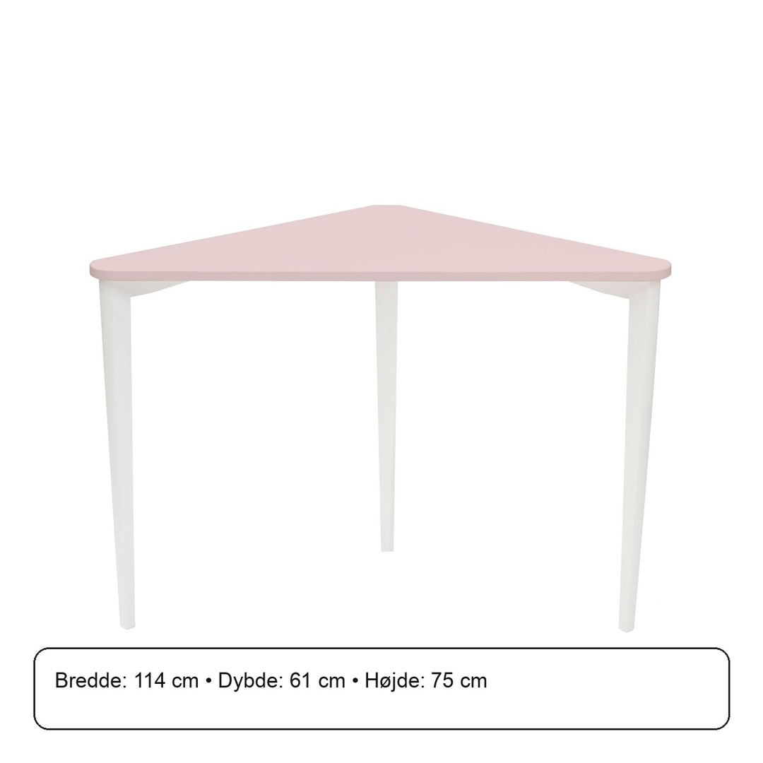 NAJA Hjørneskrivebord B114 x L85 x H75cm Hvide Ben Pink – maaldigram