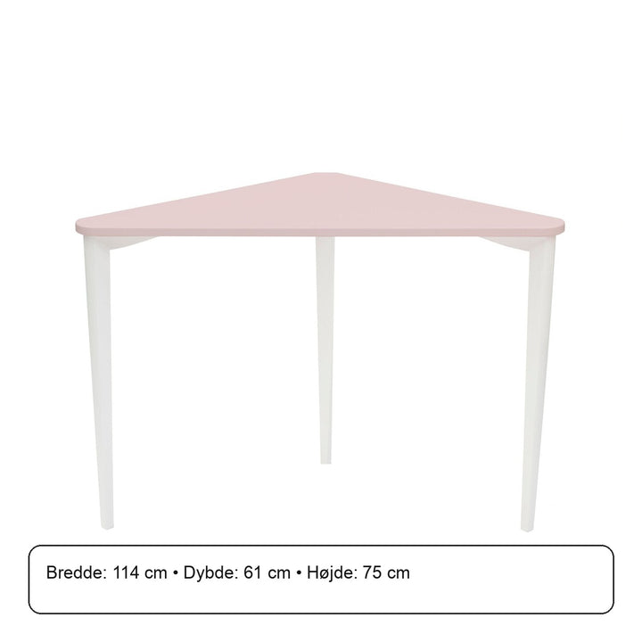 NAJA Hjørneskrivebord B114 x L85 x H75cm Hvide Ben Pink – maaldigram