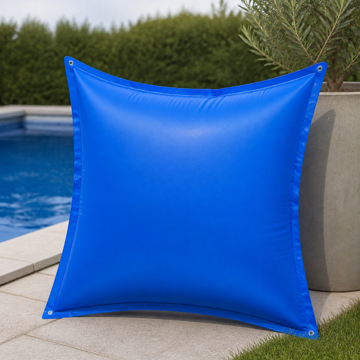 Poolpude op til -20°C vinter XL luftpude XXL inkl. reb PVC dobbeltsøm sikkerhedsventiløjer poolovertræk vinteropbevaring, størrelse: 120x120cm poolpude – materiale- eller konstruktionsdetalje