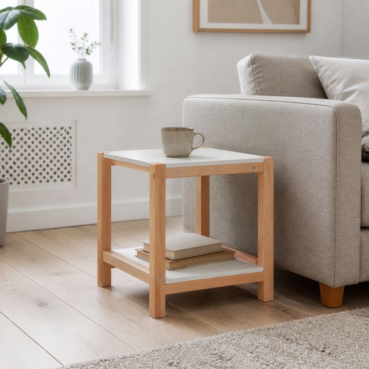 TRIVENTI Sidebord 40x35cm Perlegrå – hero i naturlig brug