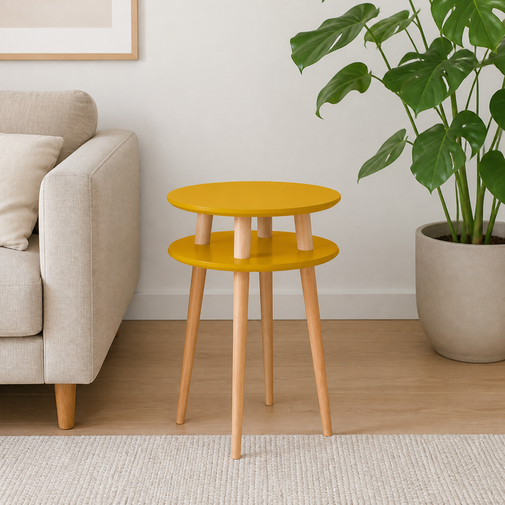 UFO Sidebord diameter 45cm x H 61cm - Gul – hele produktet lukket i hjemmet