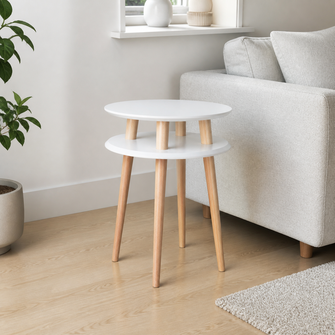 UFO Sidebord diameter 45cm x H 61cm - Hvid – hele produktet lukket i hjemmet