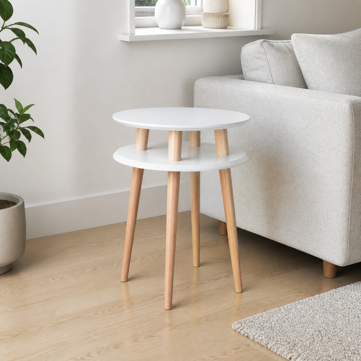 UFO Sidebord diameter 45cm x H 61cm - Hvid – hele produktet lukket i hjemmet